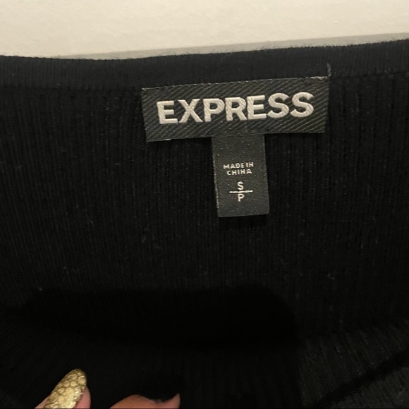 Express 3/4 Sleeve Ribbed Sweater Size S Black - Picture 6 of 6